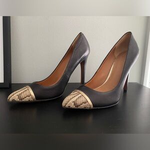 Coach snakeskin tipped heels